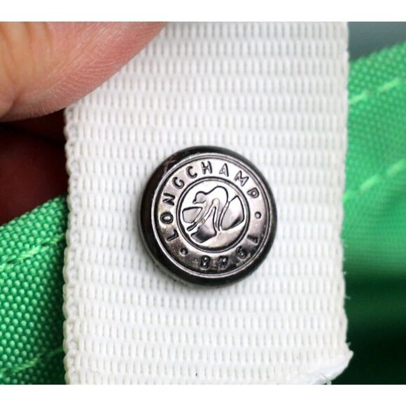 Longchamp GREEN CANVAS BROWN LEATHER ZIP AROUND TRAVEL CARRY ALL SHOULDER DUFFLE - Picture 9 of 15